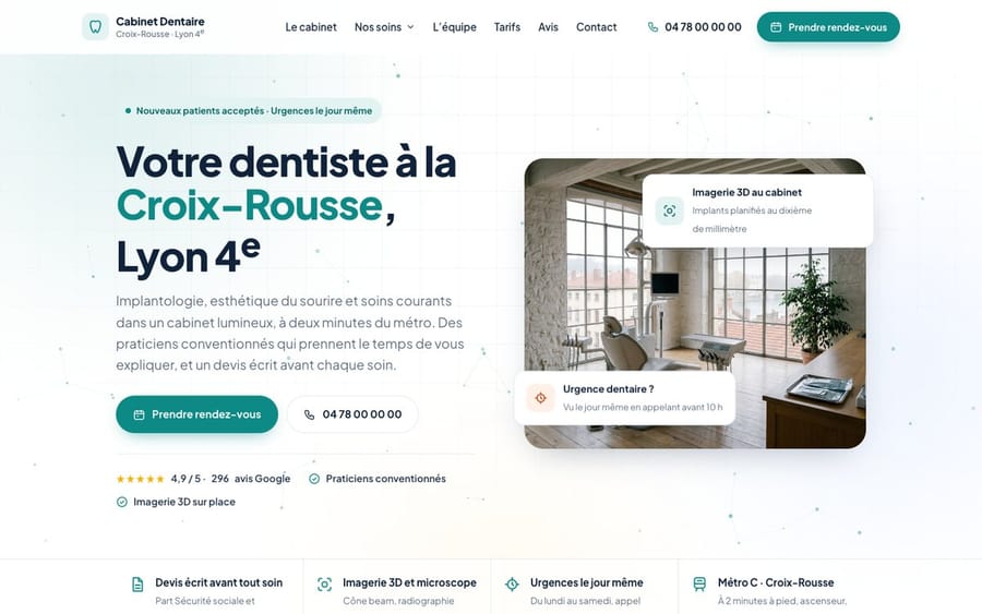 Website of Cabinet Dentaire Croix-Rousse, dentists in Lyon 4th arrondissement